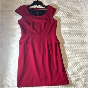 Marc New York Red Cap-Sleeve Peplum Sheath Dress